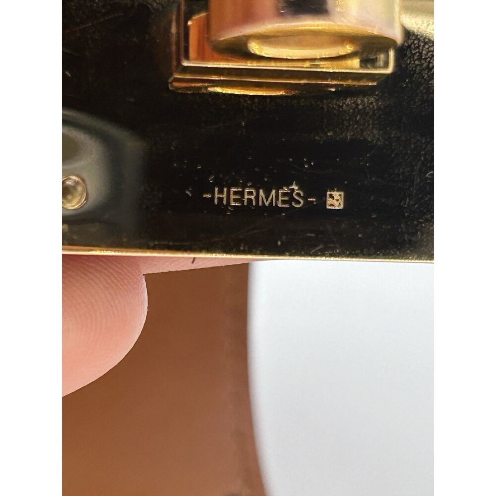 Authentic Hermes Kelly Bangle Bracelet Black Leather Gold Metal Accessory France - Picture 6 of 8